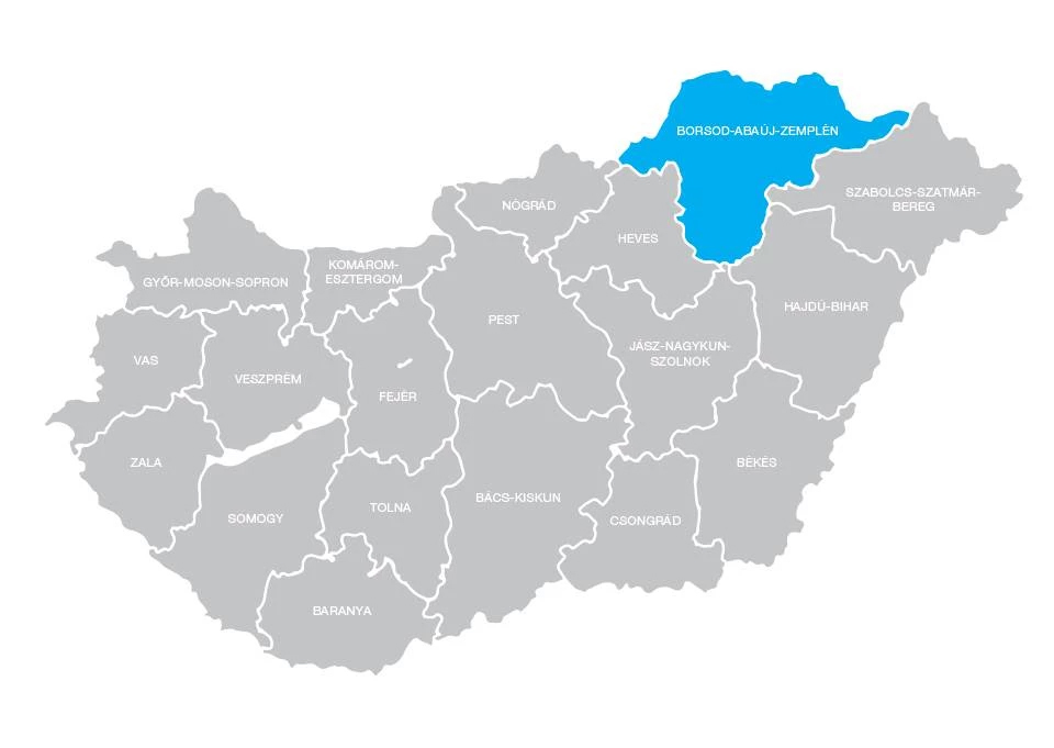Miskolc és 50 km-es vonzáskörzete térkép